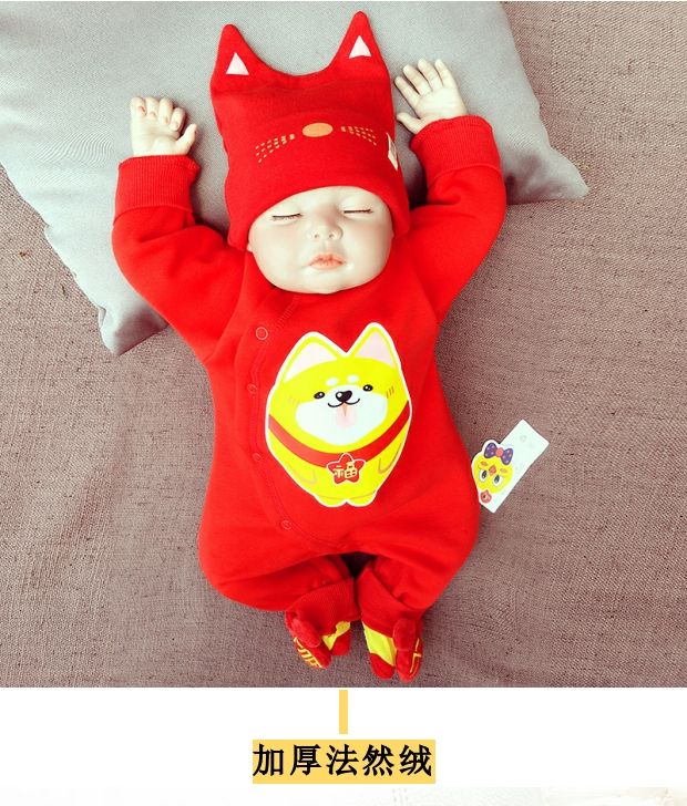Baby Full Moon Service Red Trăm ngày Nữ Sơ sinh Em bé Năm mới Quần áo Quần áo Xiêm Quần áo nam dày Bộ mùa đông quần áo liền thân mùa hè