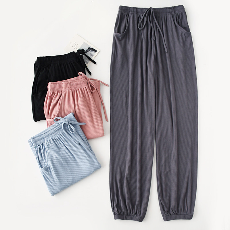 Lu tattoo man-made cotton pajamas female spring summer loose cotton couples home pants pack pants