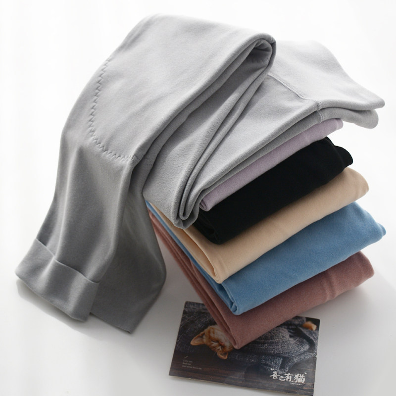 Zhujia Meixu double-sided German velvet fever sanitary pants women's winter seamless plus velvet high waist abdomen knee pads bottoming warm pants