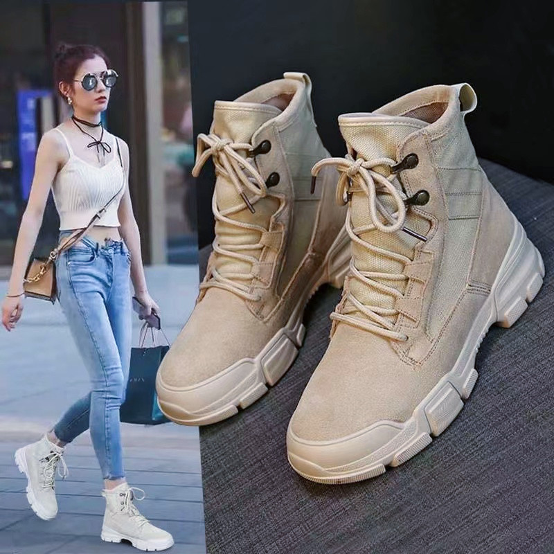 Outdoor hiking shoes women's hiking non-slip waterproof lightweight leather autumn breathable desert boots travel climbing Martin boots