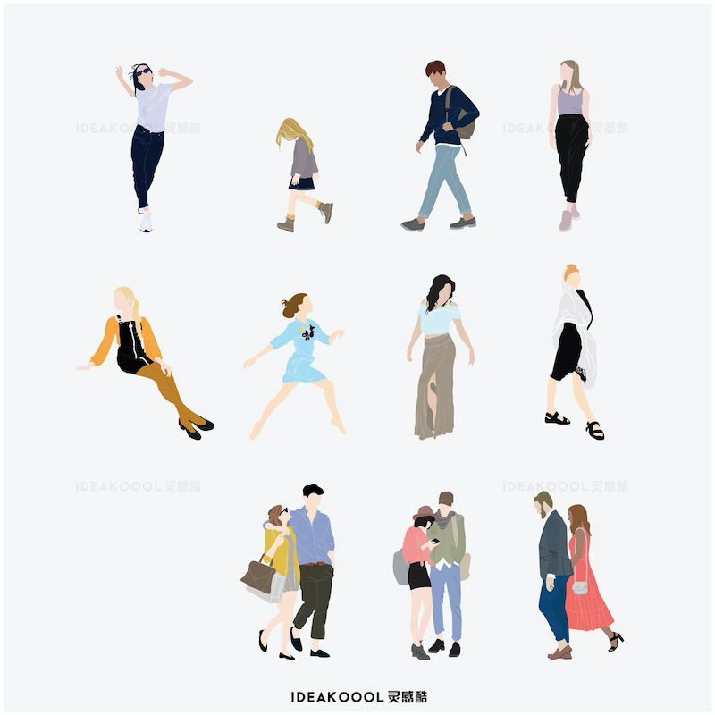 PNG免扣拼贴风时尚情侣人物丨