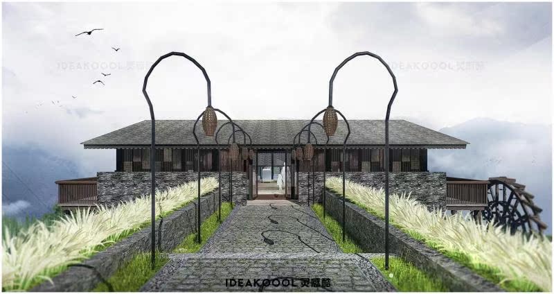 旅游度假村酒店建筑SU模型丨