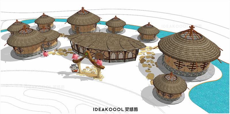 宠物主题乐园美丽乡村农牧场旅游景区大门景观SU模型丨