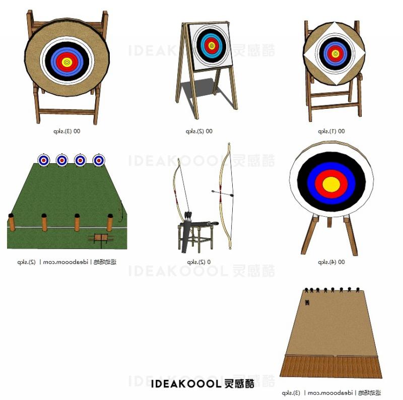 旅游景区公园户外弓箭靶场体育娱乐设施户外拓展SU模型丨