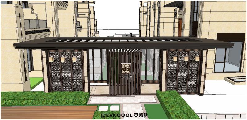 尚庐洋房居住区景观草图SU模型丨