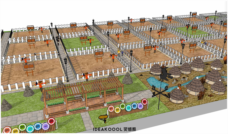 新农村观光果园亲子农业采摘园种植园休闲农庄景观SU模型丨
