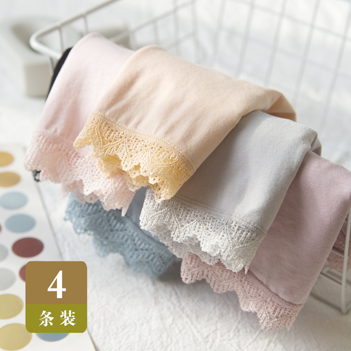 Mid-waist underwear female cotton girl Japanese lace comfortable antibacterial summer thin breathable low-waist cotton briefs