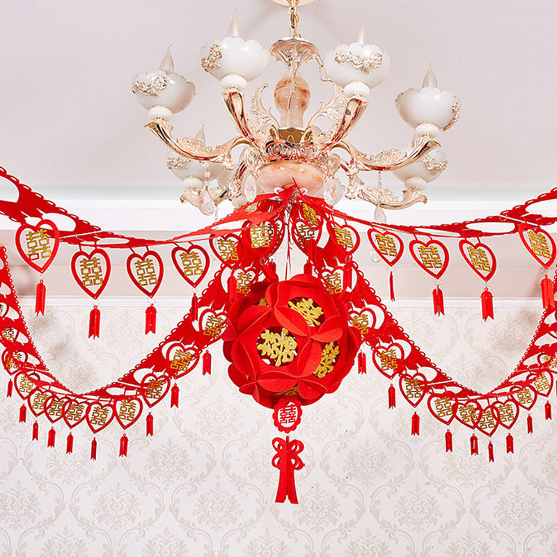 Wedding room decoration set festive wedding supplies net red new house layout bedroom red double joy flower joy