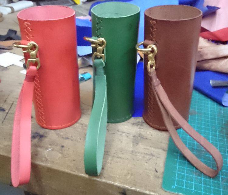 The first layer of cowhide insulation cup set titanium cup glass water cup leather case silver cup sports water bottle set with rope handmade customization