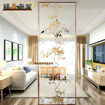 Customized Nordic light luxury transparent tempered carved art glass Net red small apartment living room porch partition wall screen