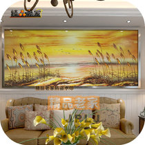 Modern pastoral carved decoration art glass Guest dining room sofa TV entrance background wall Reed 1976