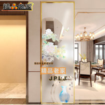 Custom modern new Chinese tempered frosted art glass home balcony restaurant decoration partition wall peony vase