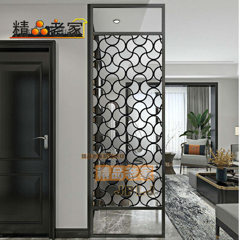 Customized American country stainless steel carved transparent tempered art glass screen partition wall dining room porch abstract