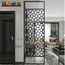 Customized American country stainless steel carved transparent tempered art glass screen partition wall restaurant porch abstract