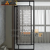 Customized simple modern stainless steel transparent tempered carved art glass partition wall screen home balcony living room