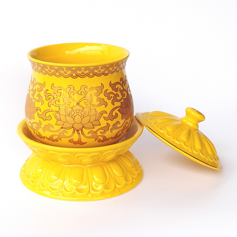 Special Large Number Water Supply Cup for the Wordless Lotus ceramic Imperial Yellow suit for the cup