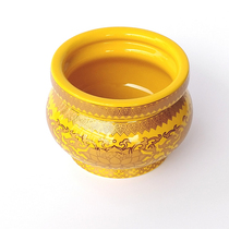  Ceramic Lotus wordless incense burner 8 inch true Nasturtium golden glaze Buddhist supplies for Buddha Yilian Buddha Pavilion