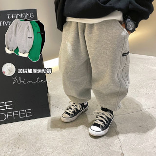 男童加绒裤子儿童运动裤冬季加厚男宝宝棉裤小童冬装卫裤男孩秋冬
