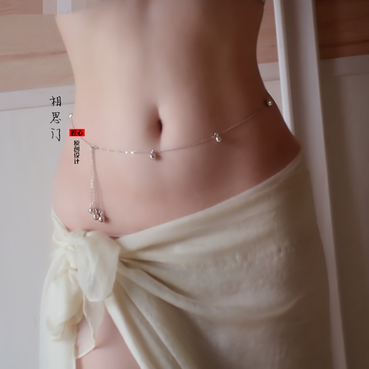 Full silver waist chain Peach Blossom Wan Career Bell Streaming Sufox Waist Chain Belly dance Sexy Body Chain