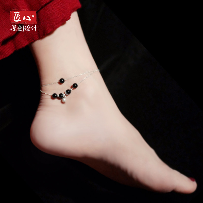 Pure silver double-layered footballer 999 foot silver Black Manau Noble Temperament Artisan Original Girlfriend Wife Upscale Gift