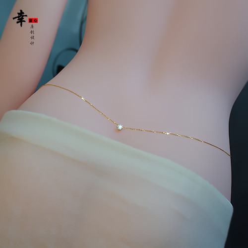 18K Gold Sexy Waist Chain High-end Gold Ornament Super Shiny Brief a zircons Diamond Trick of the Peach Blossom Belt Lady Closets