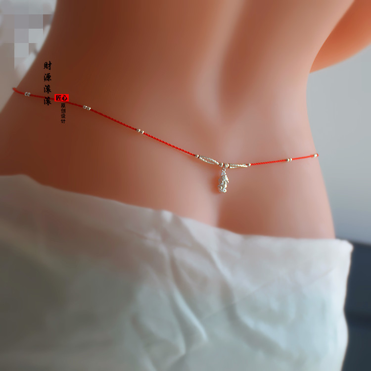 Vòng chân dây đỏ may mắn Wang Caiwang còng tay sự nghiệp vua bạc sterling ăn tiền để bảo vệ sự bình yên của đàn ông và phụ nữ lắc chân nữ bạc ta