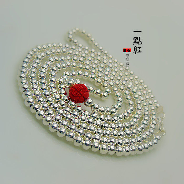 Benming year red rope waist chain for men and women couple models 999 pure silver sterling silver beads waist rope cinnabar belt silver ornaments