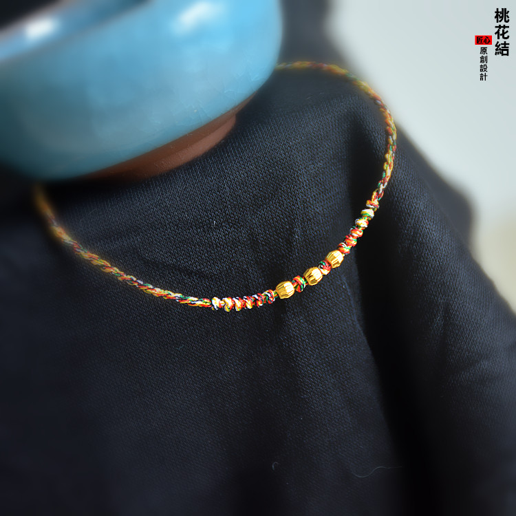 999 Gold Transshipment Pearl Seven Colorful Handrope 24K Pure Gold Pearl Handmade Men And Women High-end Gifts Custom Original Design