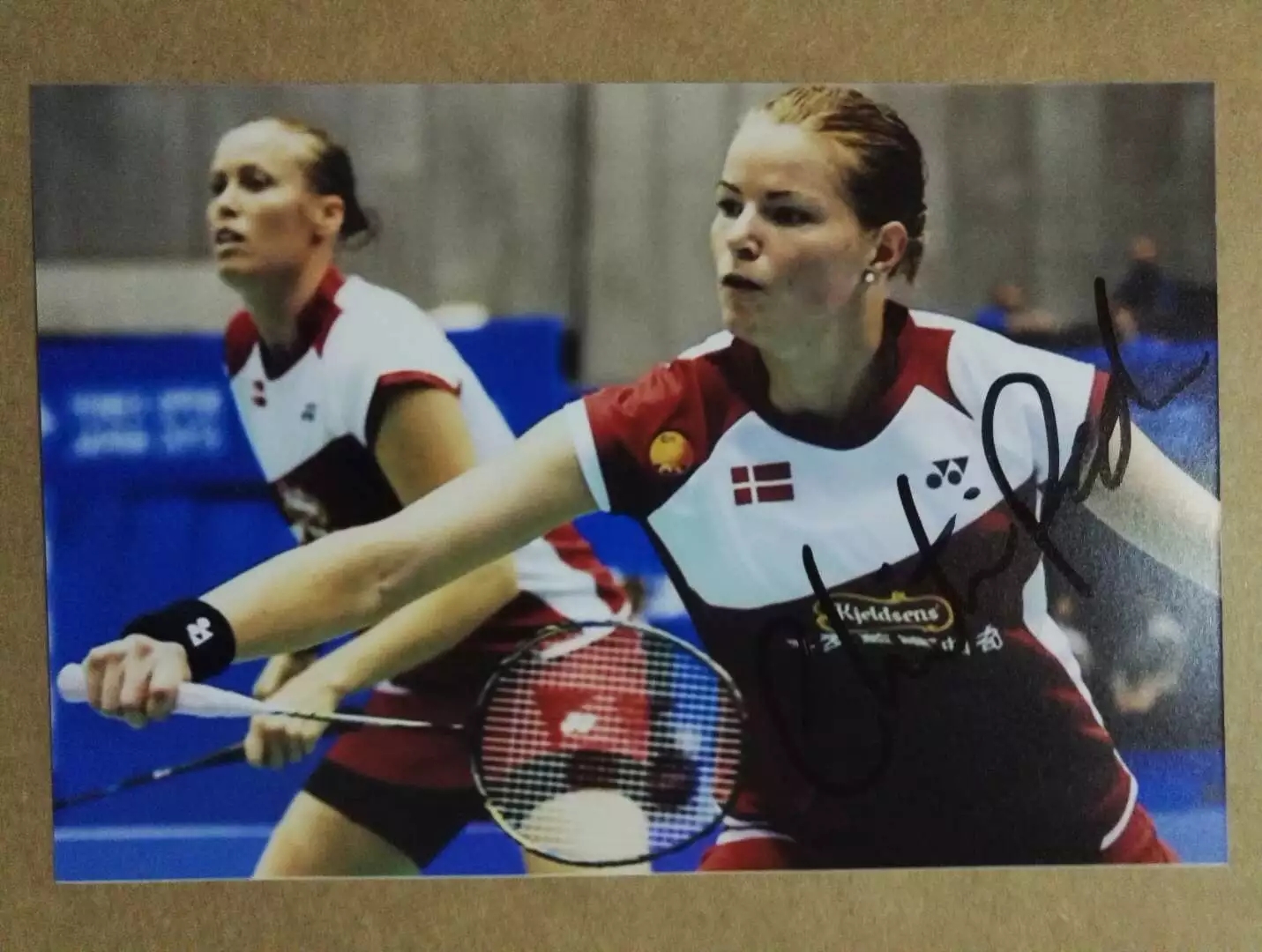 Peterson Danish badminton Rio women's doubles silver pro-autograph photo (face sign)