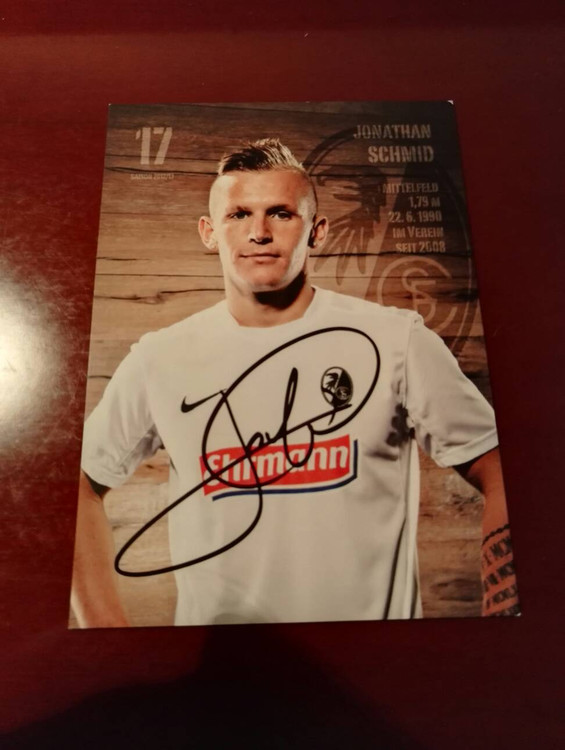 Schmid official autograph card from Freiburg, France, Augsburg, Hoffenheim