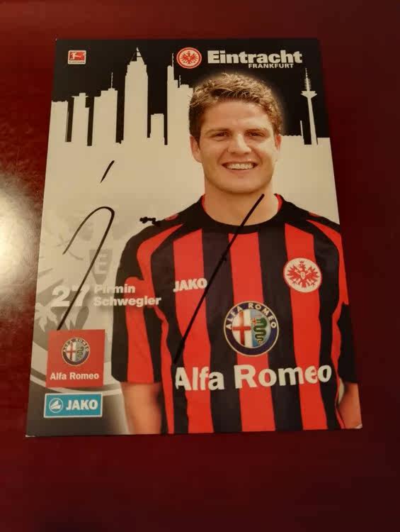 Schwigler Switzerland Hoffenheim Leverkusen Frankfurt's official pro-pen signing card