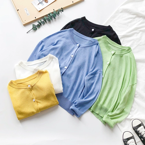 Детская куртка, дышащий летний свитер, одежда для защиты от солнца подходит для мужчин и женщин для отдыха, кардиган, в корейском стиле