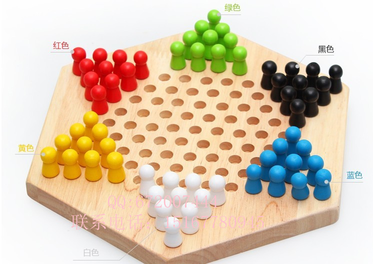 Kindergarten toys children's educational 1-3-year-old hexagonal checkers wooden checkers toys chess