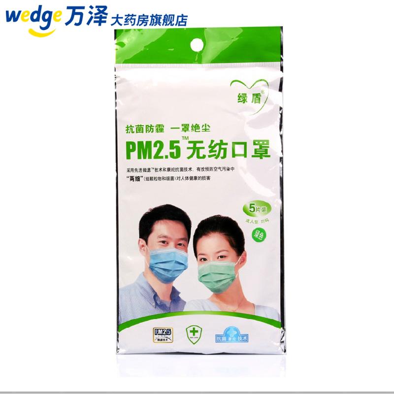 绿盾 PM2.5无纺口罩 5片装  透气保暖环保 过滤粉尘尾气雾霾