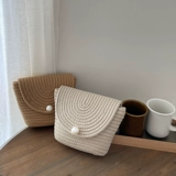 Свежая небольшая сумка, соломенная маленькая пляжная сумка через плечо на одно плечо