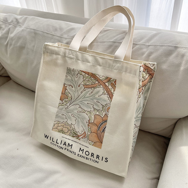 William Morris Art Painting Canvas Bag Shoulder Bag ຖົງ Tote ຂະຫນາດໃຫຍ່ຂອງນັກຮຽນຊາຍແລະຍິງ ຖົງໂຮງຮຽນຄວາມອາດສາມາດຂະຫນາດໃຫຍ່