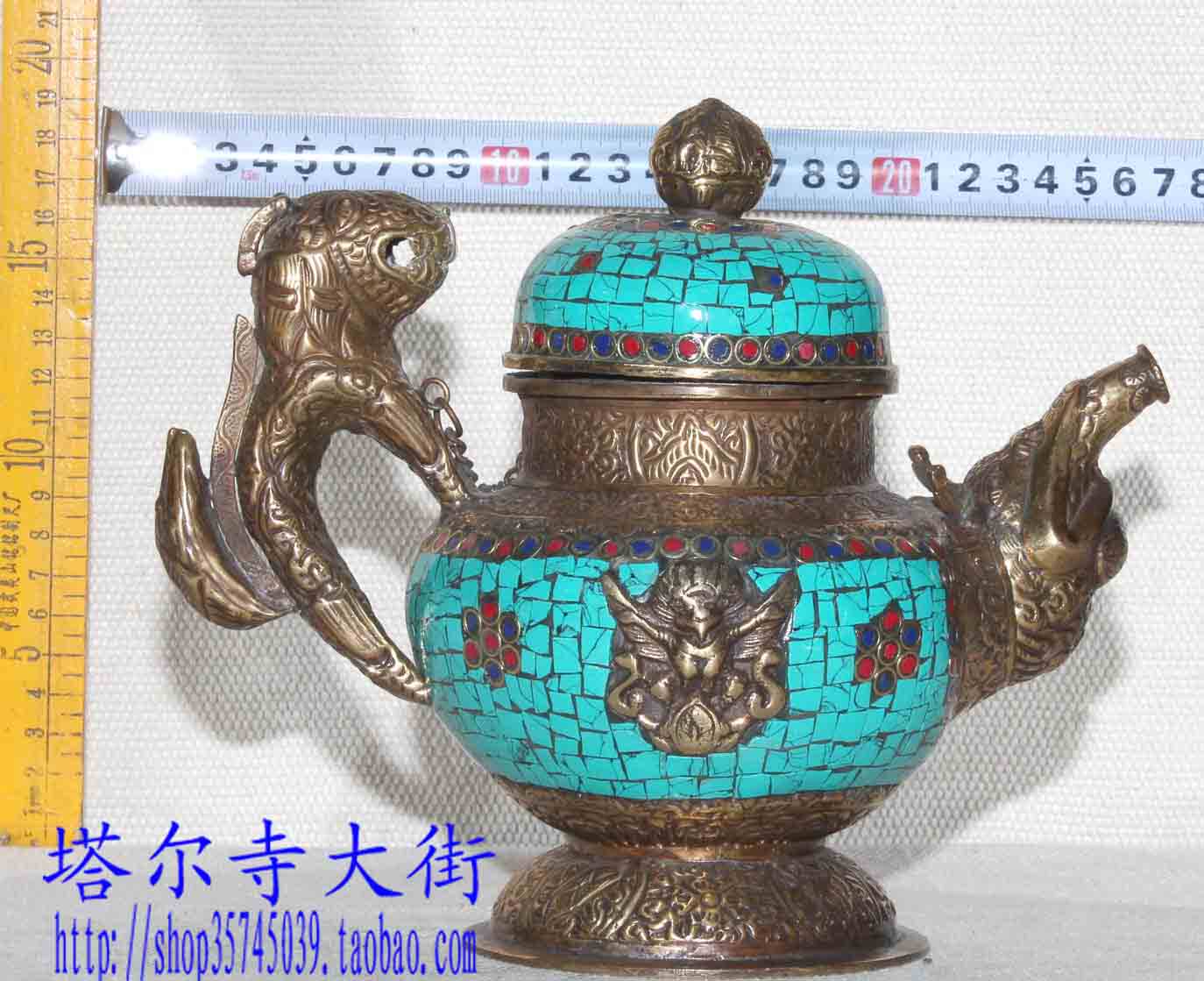 Round - stomach teapot milk teapot pure copper 15 cm high - home furnishing parts