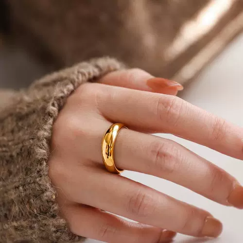 Дизайнерское глянцевое универсальное кольцо, не выцветает, европейский стиль, тренд сезона, на указательный палец