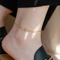 Not to fall color ~ double layer little golden ball snake bone foot chain female ankle chain Korean version sexy Jane Yosemssen Personality Girlfriends