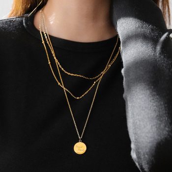 No fading 2022 new niche light luxury simple three-layer goodluck necklace women's sweater chain long accessories
