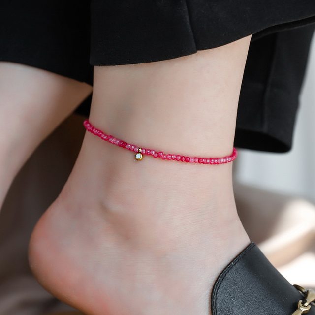 Dopamine Girl ~ Pitaya ສີທໍາມະຊາດຫີນ opal anklet ສໍາລັບແມ່ຍິງຍີ່ປຸ່ນແລະເກົາຫລີໃຕ້ 2023 ສີ niche ໃຫມ່ບໍ່ຈາງ