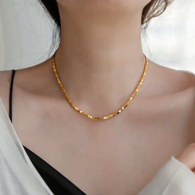 The same style in the gold shop ~ no fading high-end light luxury plated 18K gold broken silver necklace female collarbone chain necklace summer Tanabata