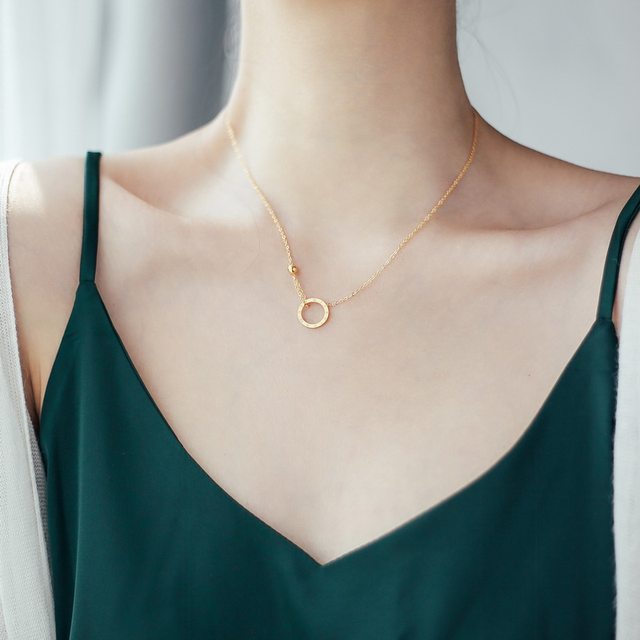 2022 new ins cold wind ring gold necklace collarbone chain niche light luxury women's summer simplicity does not fade