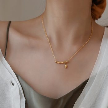 2022 new style high bamboo necklace female summer clavicle chain necklace pendant niche light luxury design Valentine's Day
