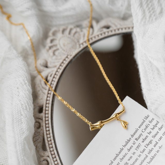 2022 new style high bamboo necklace female summer clavicle chain necklace pendant niche light luxury design Valentine's Day