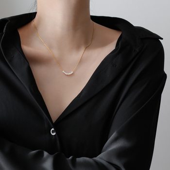 Exquisite high-end smile natural pearl necklace female summer clavicle chain short niche design Valentine's Day gift