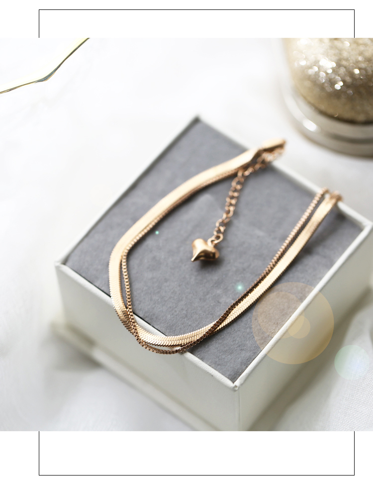 Hàn Quốc nhập khẩu vàng hồng 18K hai lớp xương rắn vòng chân nữ thời trang retro hipster net đỏ Sen không phai vòng chân phong cách tây âu