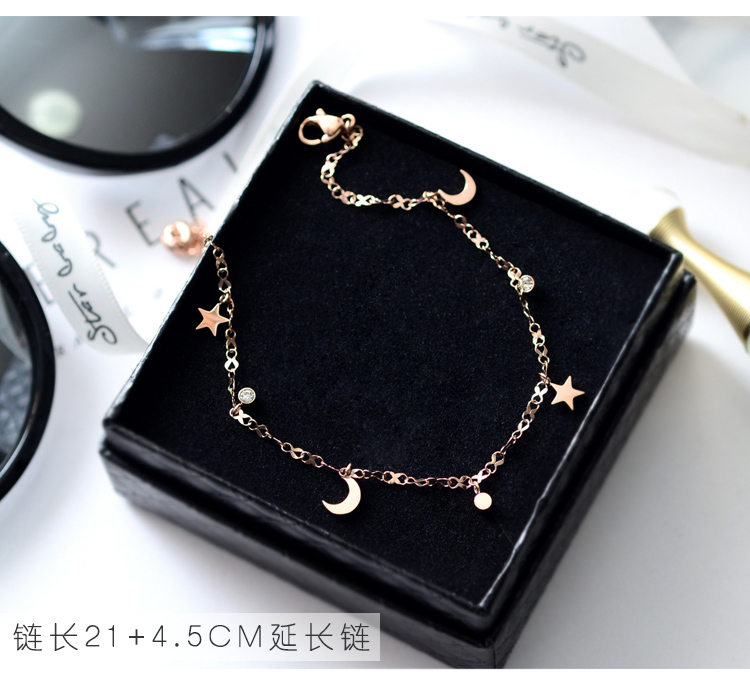 Titan thép 18K vàng hồng vòng chân màu vàng nữ thời trang hoang dã đơn giản cá tính sinh viên lưới đỏ Tanabata không phai lắc chân nữ nhật bản