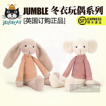  British Jellycat Jumble winter clothing series rabbit mouse plush doll childrens soothing soft toy