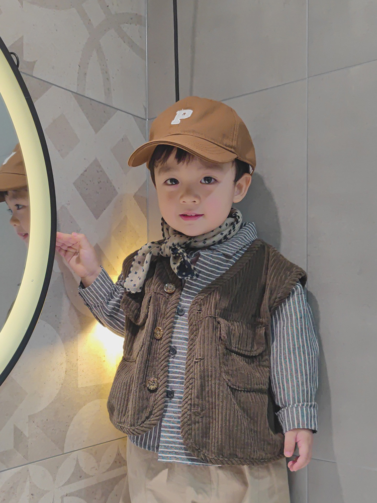 Yantaijia children's clothing Korean net red corduroy children's vest vest 2022 spring and autumn new boys and girls vests Western style trend